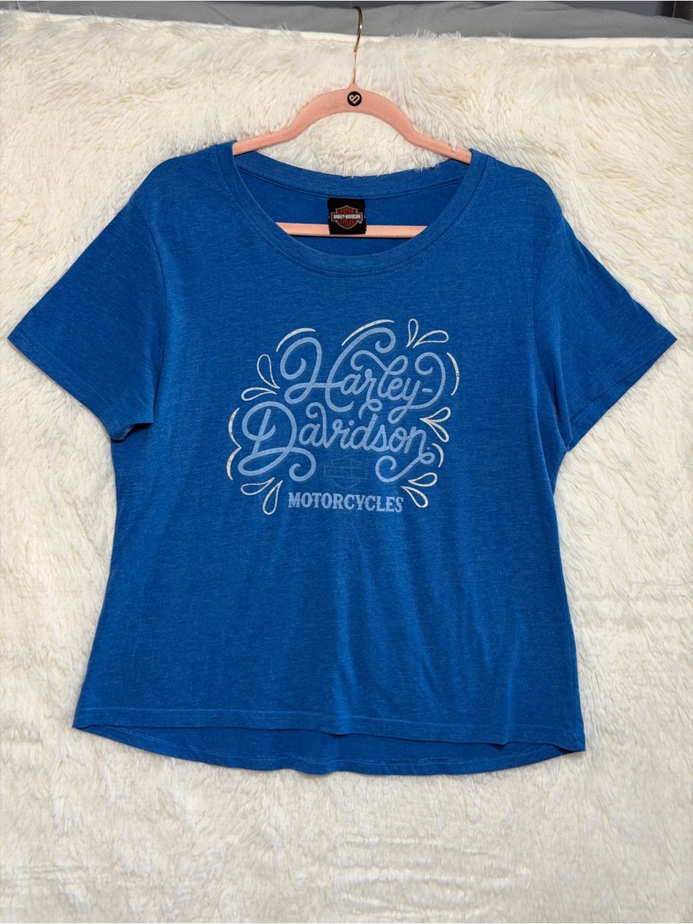 Harley-Davidson Womens T-Shirt XL Blue Black Hills Rapid City SD Biker Moto Edgy